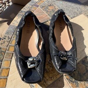 ANYI LU HARMONY Peep-toe Ballet Flat Metallic Leather  Size EU 39.5